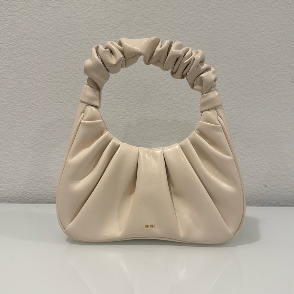 JW Pei Gabbi Ruched Hobo Handbag in Ivory